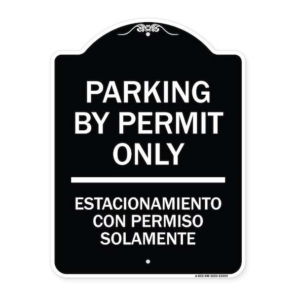 Parking by Permit Estacionamiento Con Permiso Solamente Heavy-Gauge Alum, 24" x 18", BW-1824-23454